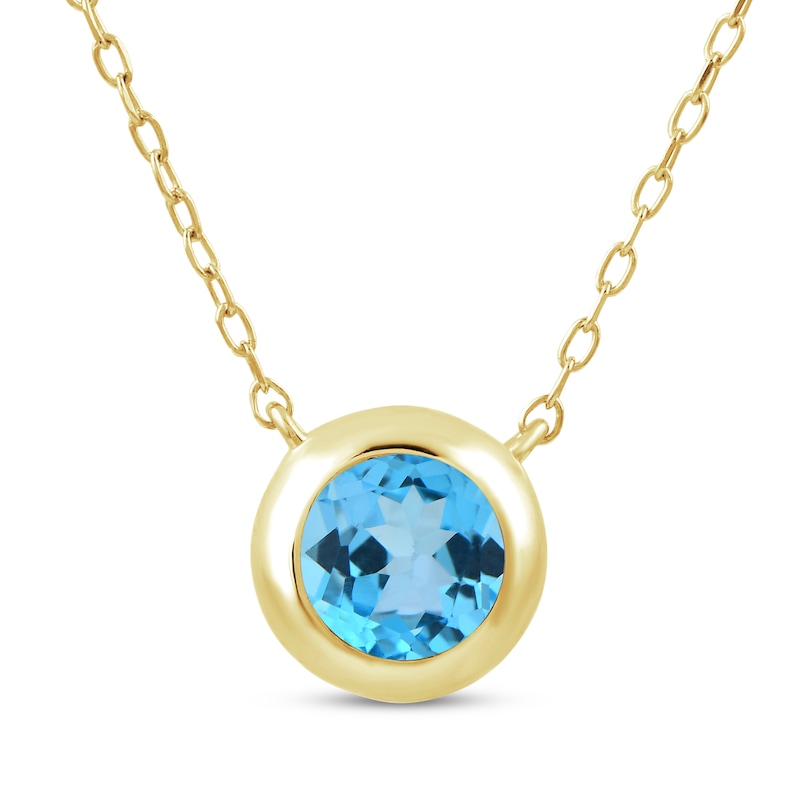 Main Image 1 of STUDIO BY KAY Swiss Blue Topaz Bezel-Set Solitaire Necklace 24K Yellow Gold Vermeil Sterling Silver 18"