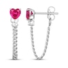 Thumbnail Image 3 of Heart-Shaped Lab-Created Ruby & White Lab-Created Sapphire Curb Chain Front-Back Earrings Sterling Silver