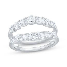 Lab-Grown Diamonds Round & Emerald-Cut Enhancer Ring 2 ct tw 14K White Gold