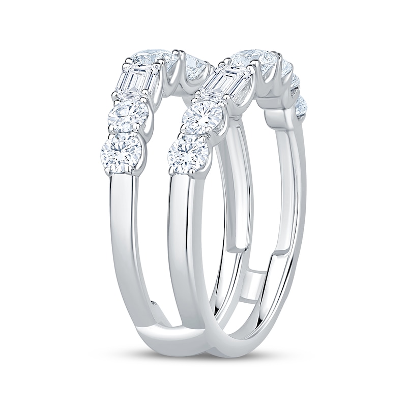 Main Image 2 of Lab-Grown Diamonds Round & Emerald-Cut Enhancer Ring 2 ct tw 14K White Gold