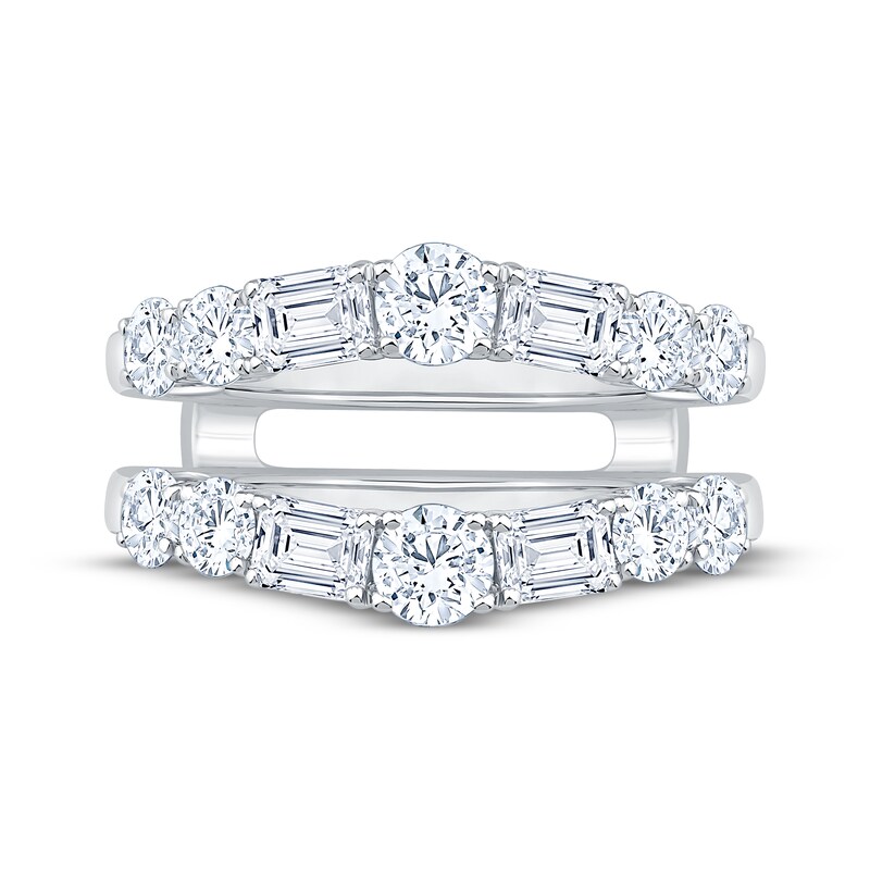 Main Image 3 of Lab-Grown Diamonds Round & Emerald-Cut Enhancer Ring 2 ct tw 14K White Gold