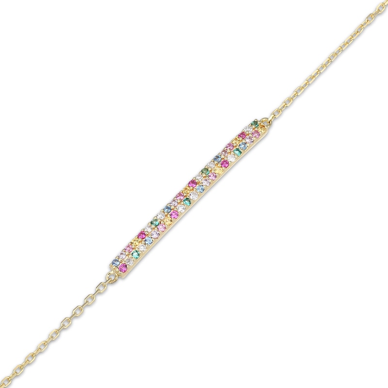 Main Image 3 of KAY x Rocksbox Multi Lab-Created Gemstone & Lab-Grown Diamond Bar Bracelet 1/20 ct tw 24K Yellow Gold Vermeil Sterling Silver 8"