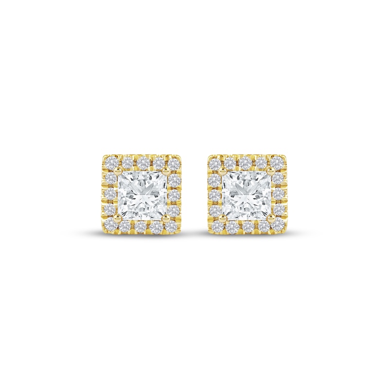 Main Image 2 of KAY Lab-Grown Diamonds Princess-Cut Stud Earrings 1/2 ct tw 14K Yellow Gold (F/SI2)