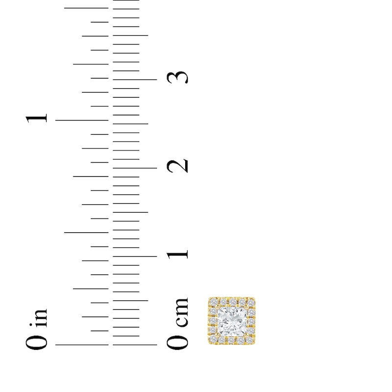 Main Image 5 of KAY Lab-Grown Diamonds Princess-Cut Stud Earrings 1/2 ct tw 14K Yellow Gold (F/SI2)