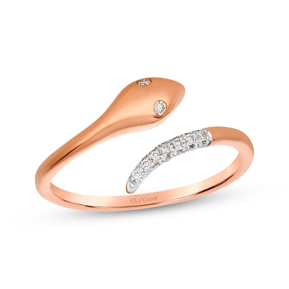 Le Vian Diamond Snake Bypass Ring 1/10 ct tw 14K Strawberry Gold