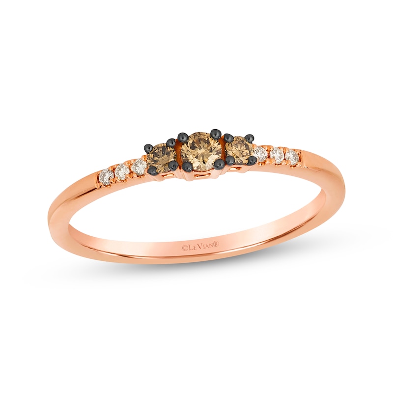 Main Image 1 of Le Vian Diamond Three-Stone Ring 1/6 ct tw 14K Strawberry Gold
