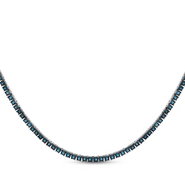 Men's Blue Diamond Tennis Necklace 6-1/2 ct tw Sterling Silver 20"