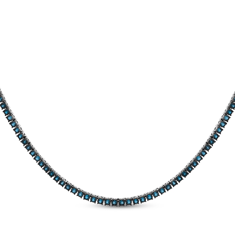 Main Image 1 of Men's Blue Diamond Tennis Necklace 6-1/2 ct tw Sterling Silver 20"