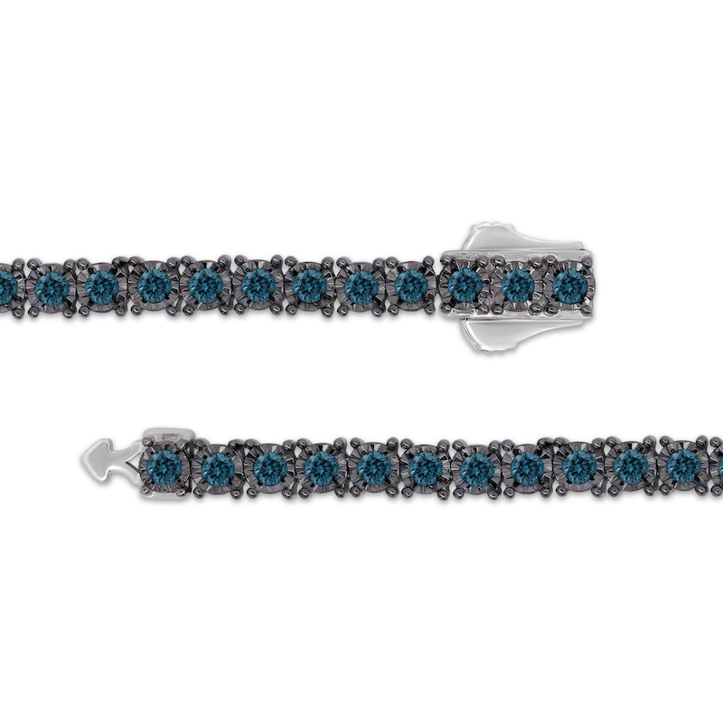 Main Image 3 of Men's Blue Diamond Tennis Necklace 6-1/2 ct tw Sterling Silver 20"