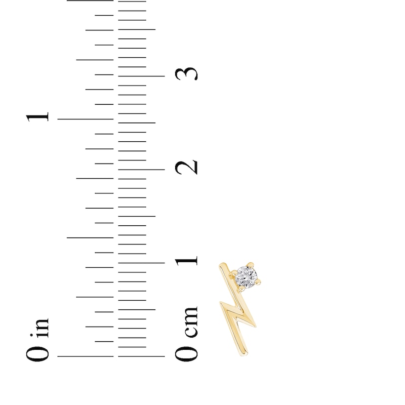 Main Image 5 of Diamond Solitaire Lightning Bolt Stud Earrings 1/10 ct tw 10K Yellow Gold (I/I2)