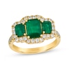 Thumbnail Image 1 of Le Vian Emerald-Cut Emerald Three-Stone Ring 5/8 ct tw Diamonds 14K Honey Gold