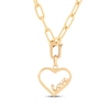 Thumbnail Image 1 of Charmed Memories "Love" Heart Charm Paperclip Necklace Hollow 10K Yellow Gold 18"