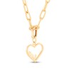 Thumbnail Image 3 of Charmed Memories "Love" Heart Charm Paperclip Necklace Hollow 10K Yellow Gold 18"