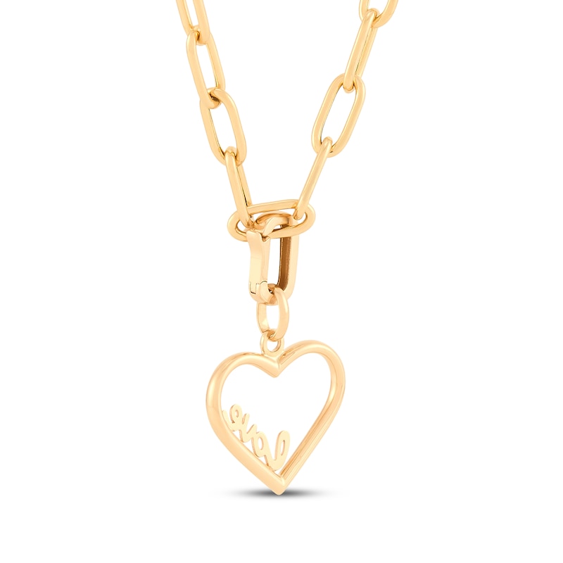 Main Image 3 of Charmed Memories "Love" Heart Charm Paperclip Necklace Hollow 10K Yellow Gold 18"