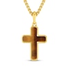 Thumbnail Image 1 of Men's Tiger's Eye Quartz Cross Necklace Yellow Ion-Plated Stainless Steel 24"