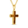 Thumbnail Image 2 of Men's Tiger's Eye Quartz Cross Necklace Yellow Ion-Plated Stainless Steel 24"