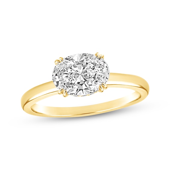 Now + Forever Oval-Cut Diamond Solitaire East-West Hidden Halo Engagement Ring 1 ct tw 14K Yellow Gold (I/I2)