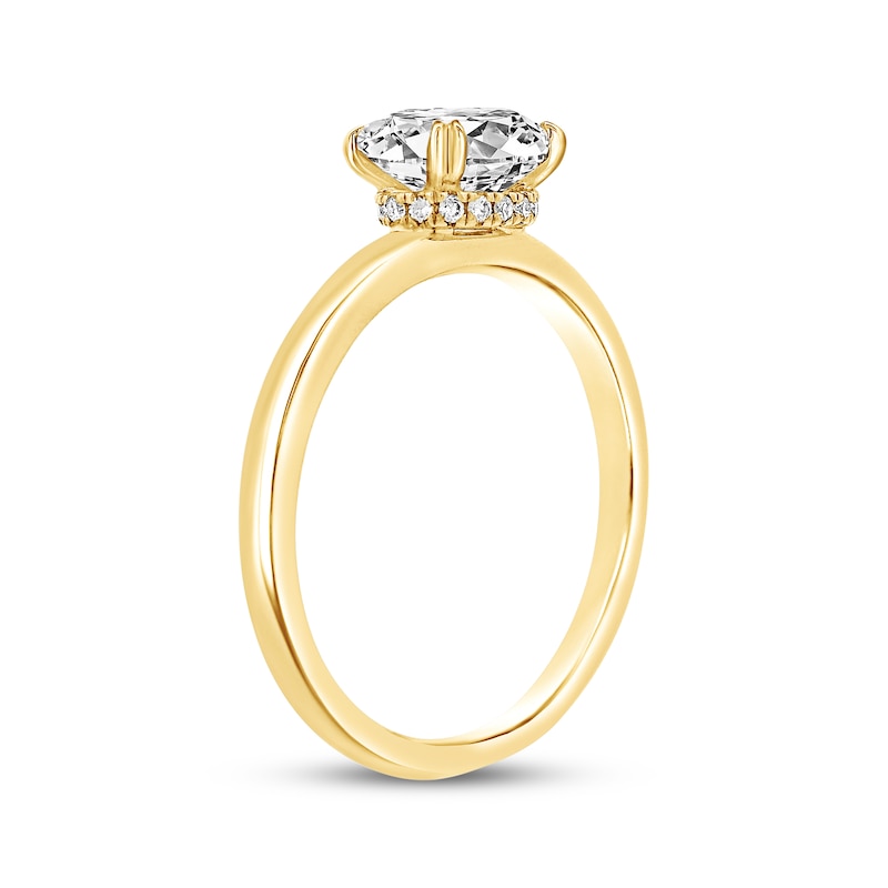 Main Image 2 of Now + Forever Oval-Cut Diamond Solitaire East-West Hidden Halo Engagement Ring 1 ct tw 14K Yellow Gold (I/I2)