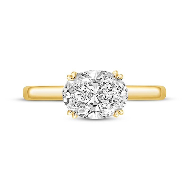 Main Image 3 of Now + Forever Oval-Cut Diamond Solitaire East-West Hidden Halo Engagement Ring 1 ct tw 14K Yellow Gold (I/I2)