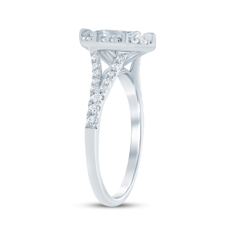 Main Image 2 of Now + Forever Lab-Grown Diamonds Marquise-Cut Halo Engagement Ring 3/4 ct tw 14K White Gold