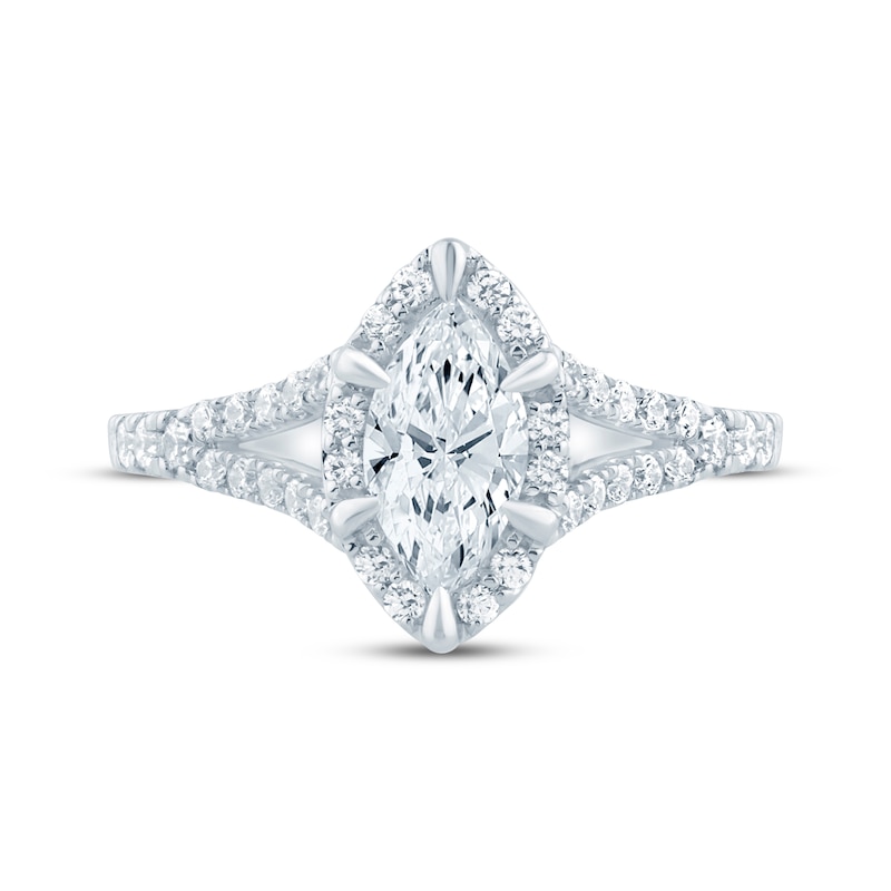 Main Image 3 of Now + Forever Lab-Grown Diamonds Marquise-Cut Halo Engagement Ring 3/4 ct tw 14K White Gold