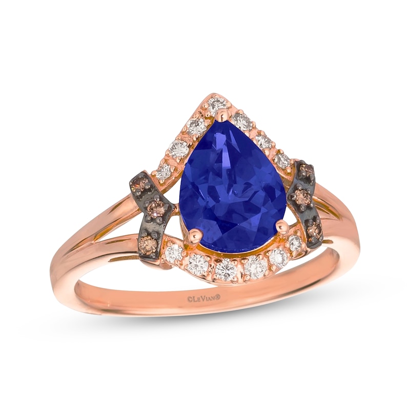 Main Image 1 of Le Vian Pear-Shaped Tanzanite Ring 1/6 ct tw Diamonds 14K Strawberry Gold