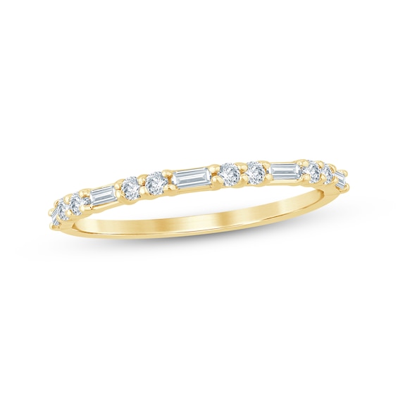 Lab-Grown Diamonds Round & Baguette-Cut Anniversary Ring 1/3 ct tw 10K Yellow Gold