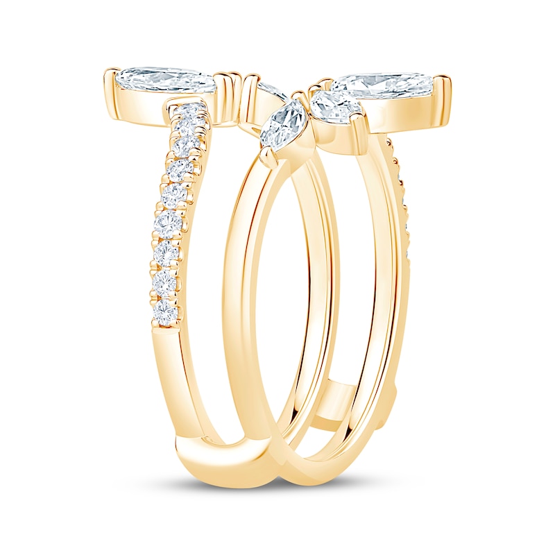 Main Image 2 of Now + Forever Lab-Grown Diamonds Marquise & Round-Cut Enhancer Ring 1 ct tw 14K Yellow Gold