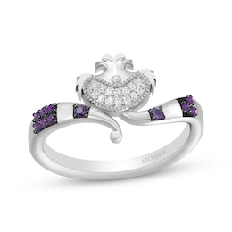 Disney Treasures Alice in Wonderland Amethyst & Diamond Ring 1/20 ct tw Sterling Silver