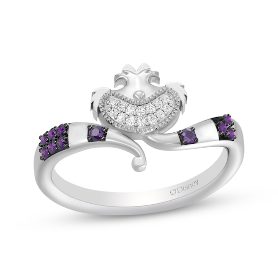 Disney Treasures Alice in Wonderland Amethyst & Diamond Ring 1/20 ct tw Sterling Silver