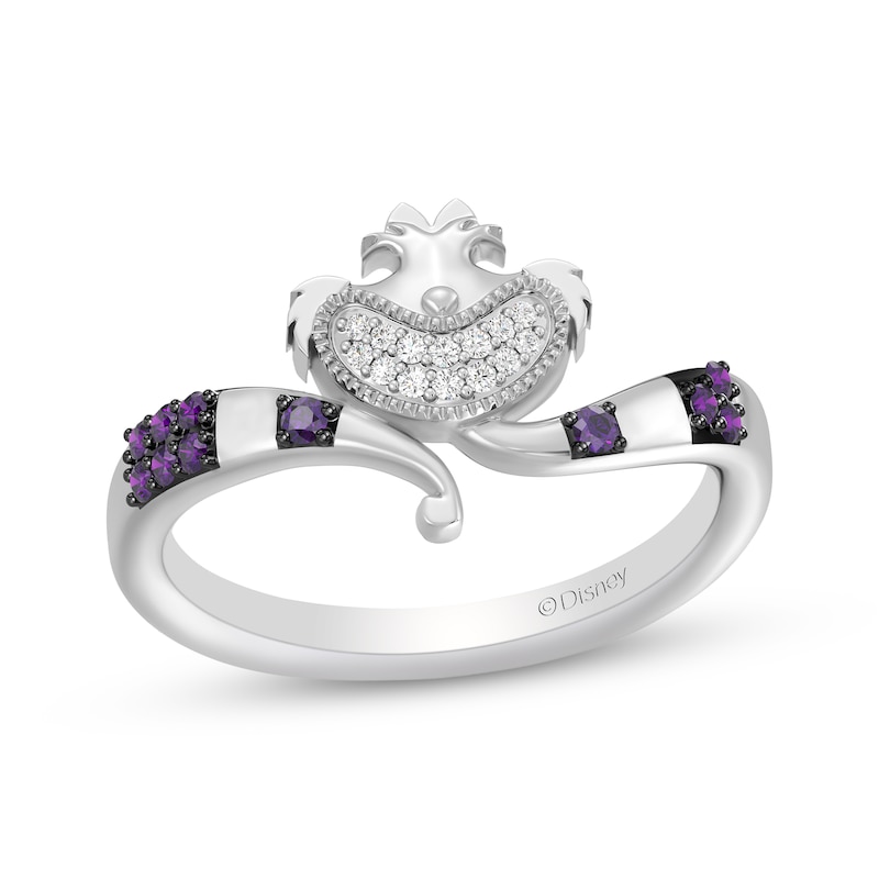 Main Image 1 of Disney Treasures Alice in Wonderland Amethyst & Diamond Ring 1/20 ct tw Sterling Silver