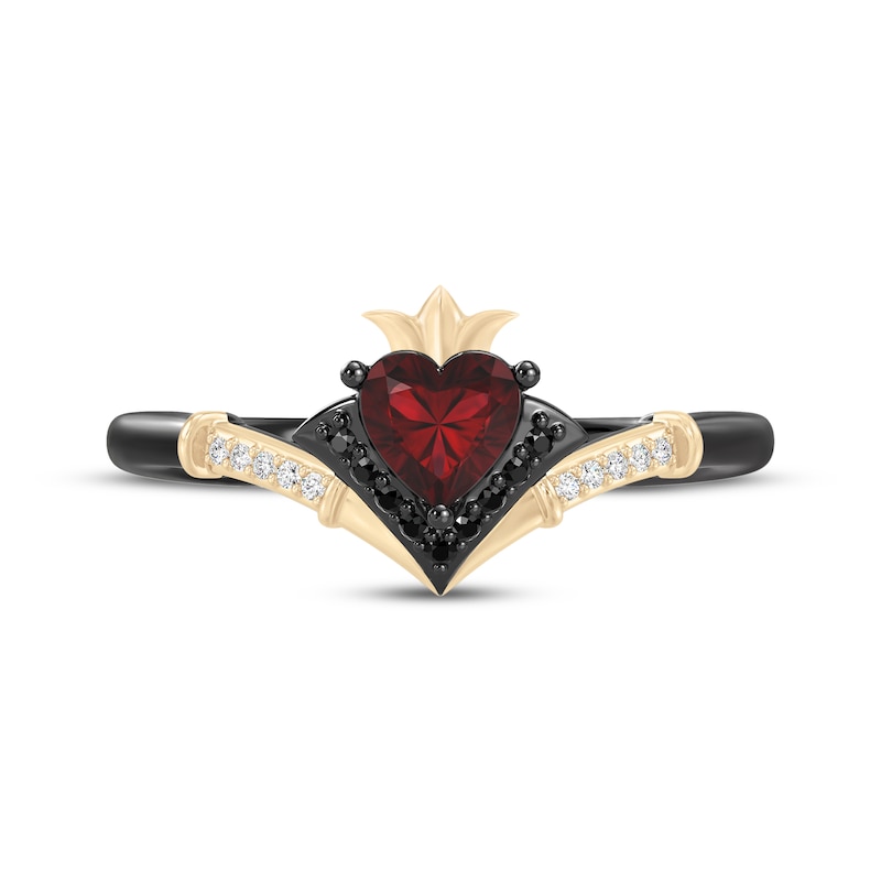 Main Image 4 of Disney Treasures Alice in Wonderland Heart-Shaped Garnet & Diamond Ring 1/15 ct tw Sterling Silver & 10K Yellow Gold