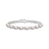 Thumbnail Image 1 of Cultured Pearl & White Lab-Created Sapphire Flower Bracelet Sterling Silver 7.25"