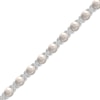 Thumbnail Image 2 of Cultured Pearl & White Lab-Created Sapphire Flower Bracelet Sterling Silver 7.25"