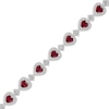 Thumbnail Image 2 of Heart-Shaped Lab-Created Ruby & White Lab-Created Sapphire Bracelet Sterling Silver 7.25"