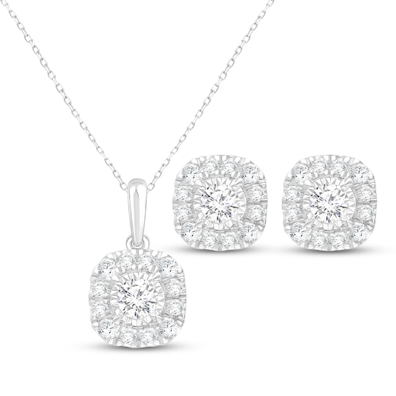 KAY Lab-Grown Diamonds Halo Gift Set 1 ct tw 10K White Gold
