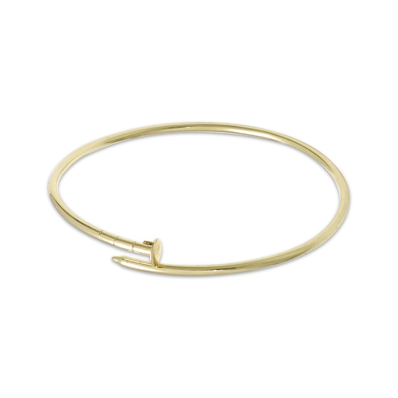 Nail Bypass Bangle Bracelet 10K Yellow Gold 7"