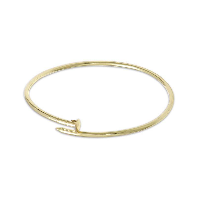 Main Image 1 of Nail Bypass Bangle Bracelet 10K Yellow Gold 7"