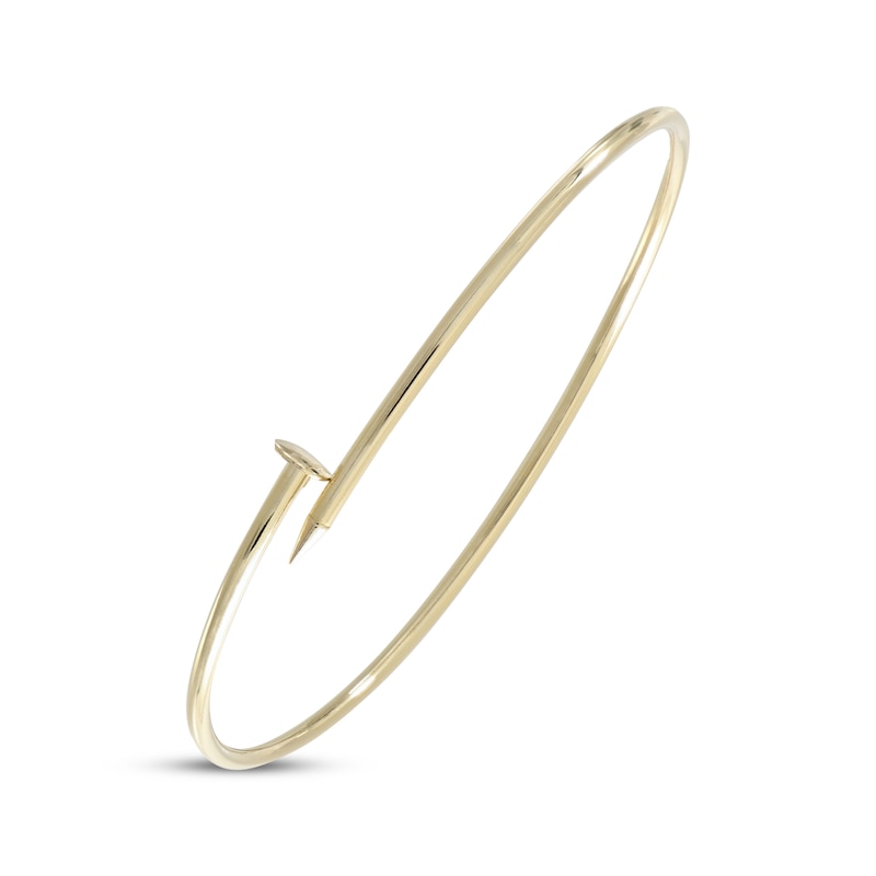 Main Image 2 of Nail Bypass Bangle Bracelet 10K Yellow Gold 7"