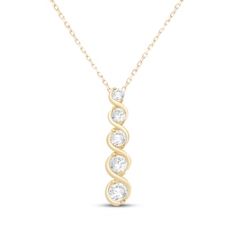 KAY Lab-Grown Diamonds Five-Stone Graduated Swirl Necklace 1 ct tw 10K Yellow Gold 18"