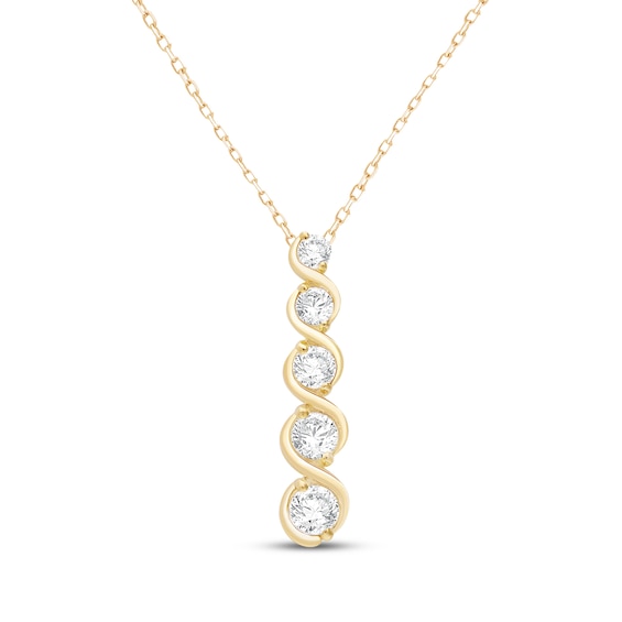 KAY Lab-Grown Diamonds Five-Stone Graduated Swirl Necklace 1 ct tw 10K Yellow Gold 18"