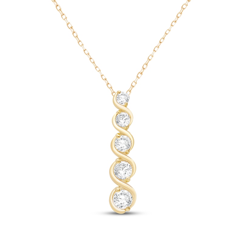 Main Image 1 of KAY Lab-Grown Diamonds Five-Stone Graduated Swirl Necklace 1 ct tw 10K Yellow Gold 18"