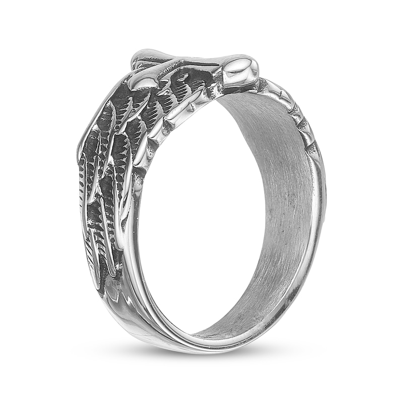 Main Image 2 of Men's Angel Wing Cross Ring Stainless Steel & Gray Ion Plating