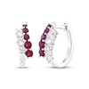 Thumbnail Image 1 of Lab-Created Ruby & White Lab-Created Sapphire Bypass Hoop Earrings Sterling Silver
