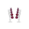 Thumbnail Image 2 of Lab-Created Ruby & White Lab-Created Sapphire Bypass Hoop Earrings Sterling Silver