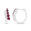 Thumbnail Image 3 of Lab-Created Ruby & White Lab-Created Sapphire Bypass Hoop Earrings Sterling Silver