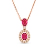 Thumbnail Image 1 of Le Vian Oval-Cut Ruby Necklace 1/15 ct tw Diamonds 14K Strawberry Gold 19"
