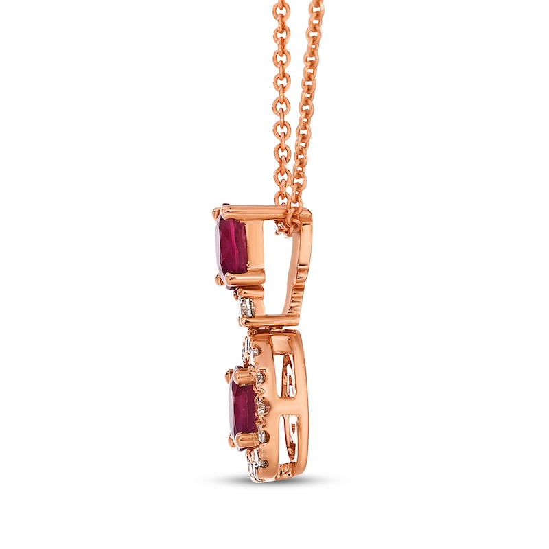 Main Image 2 of Le Vian Oval-Cut Ruby Necklace 1/15 ct tw Diamonds 14K Strawberry Gold 19"