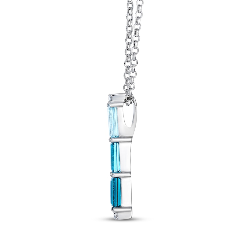 Main Image 2 of Le Vian Baguette-Cut Blue Topaz Necklace Diamonds 14K Vanilla Gold 19"