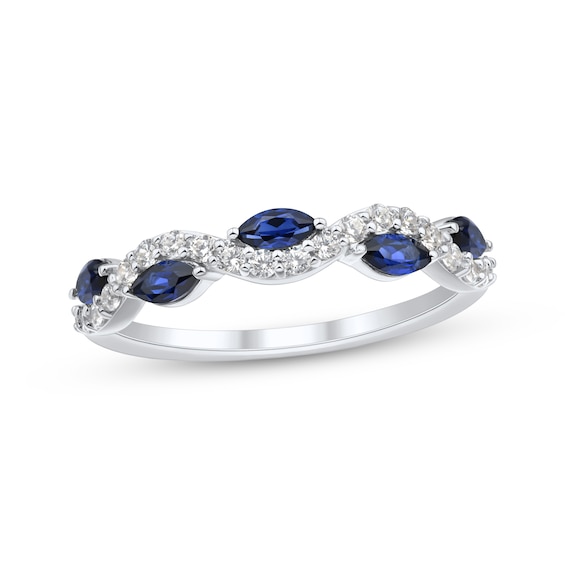Now + Forever Marquise-Cut Blue Sapphire & Diamond Anniversary Ring 1/4 ct tw 10K White Gold